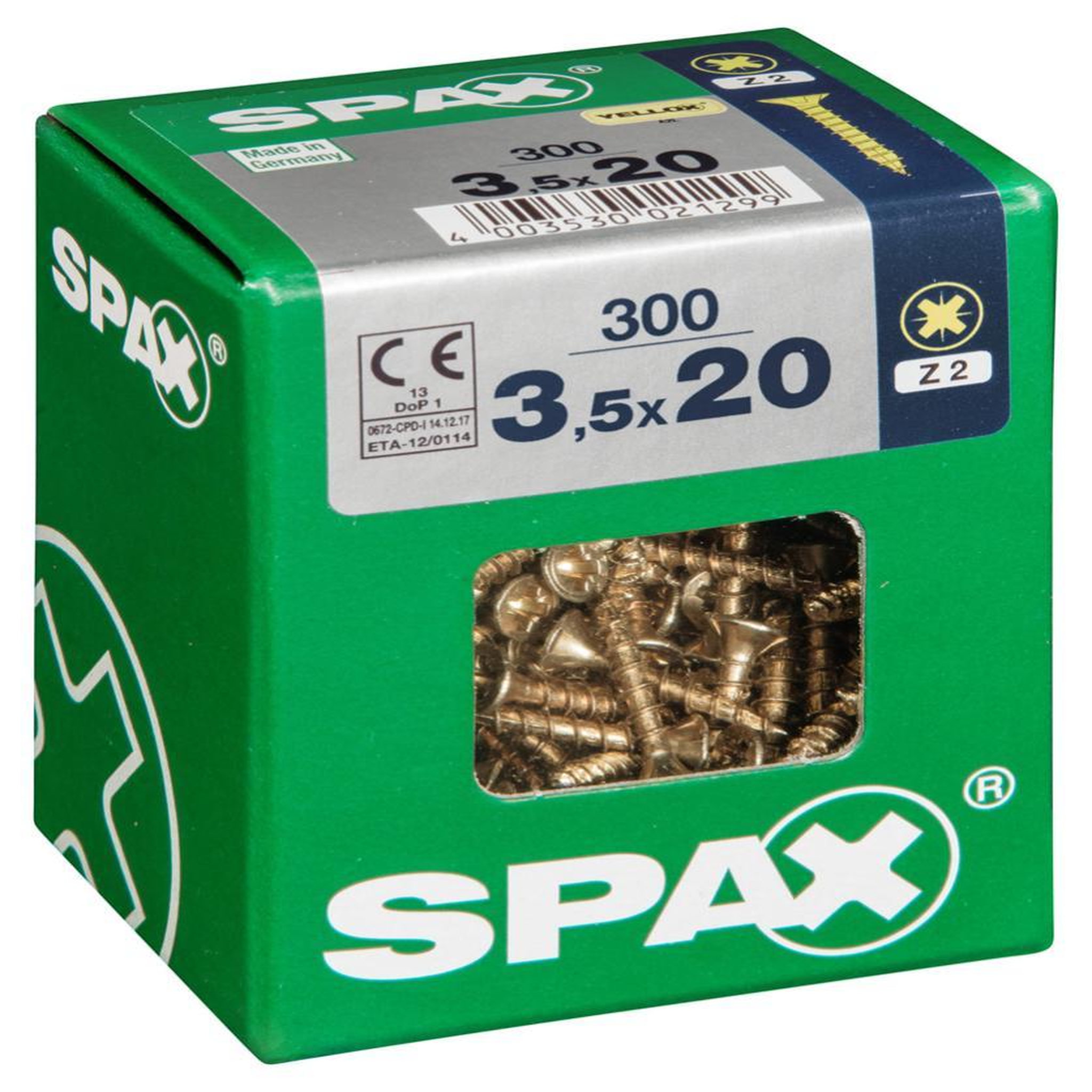 CENTRALE BRICO Lot de 300 vis acier tête fraisée pozidriv SPAX, Diam.3.5 mm x L.20 mm
