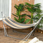 Voir la diapositive 2 : OUTSUNNY Hamac de jardin pliable avec support acier époxy et toile coton lin marron noir gris blanc
