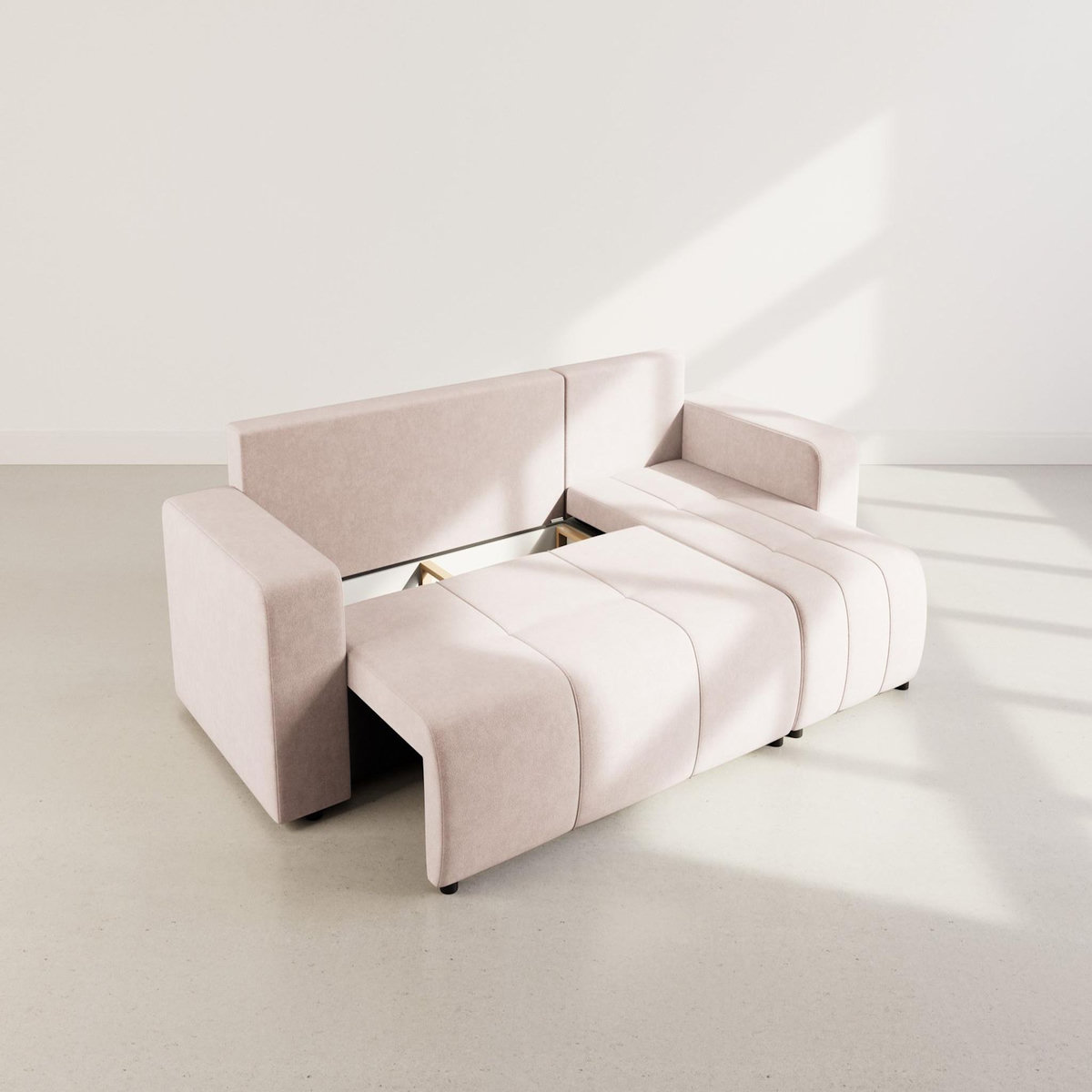 BEST MOBILIER Nicole - canapé d'angle réversible 4 places convertible avec coffre en tissu