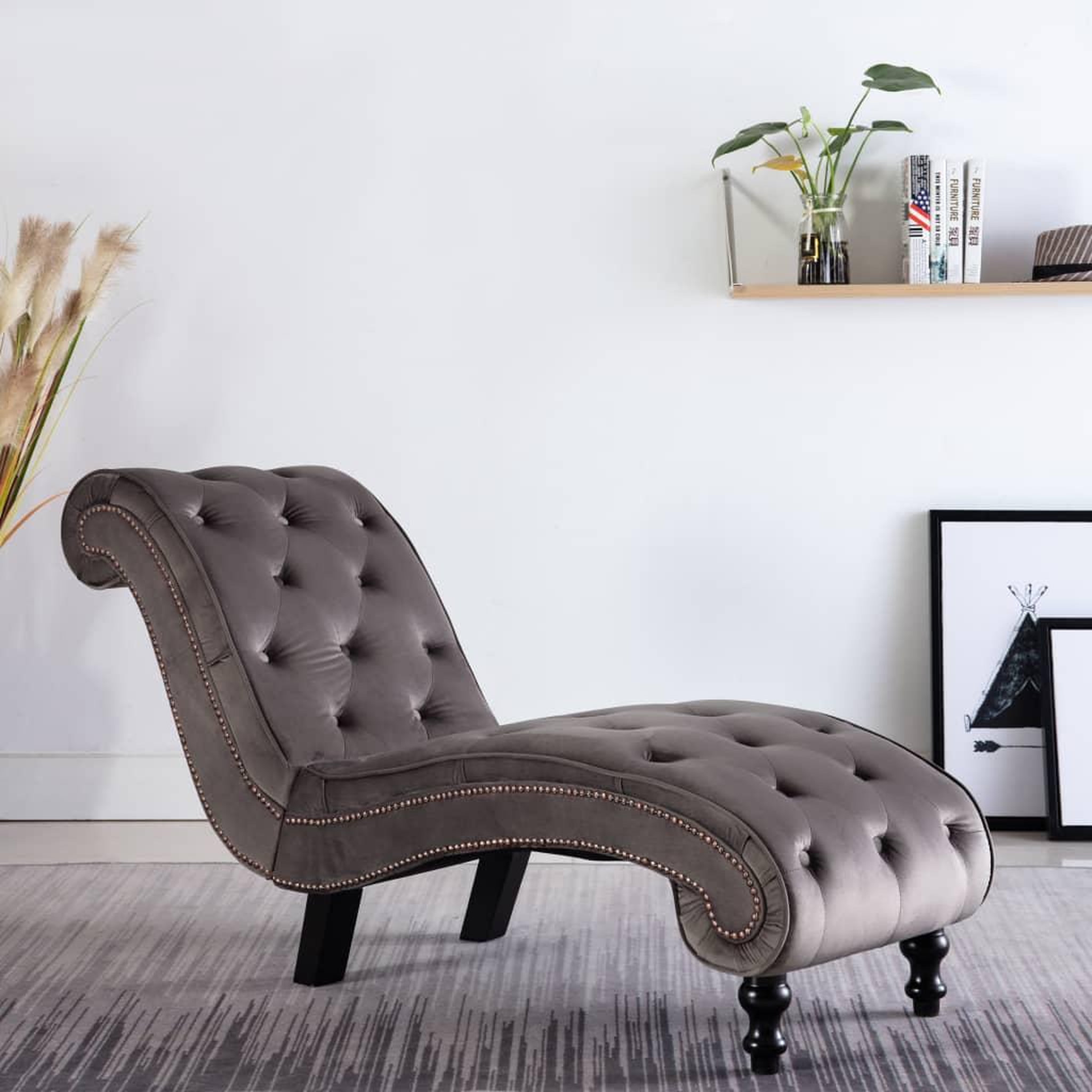VIDAXL Chaise longue Velours Gris