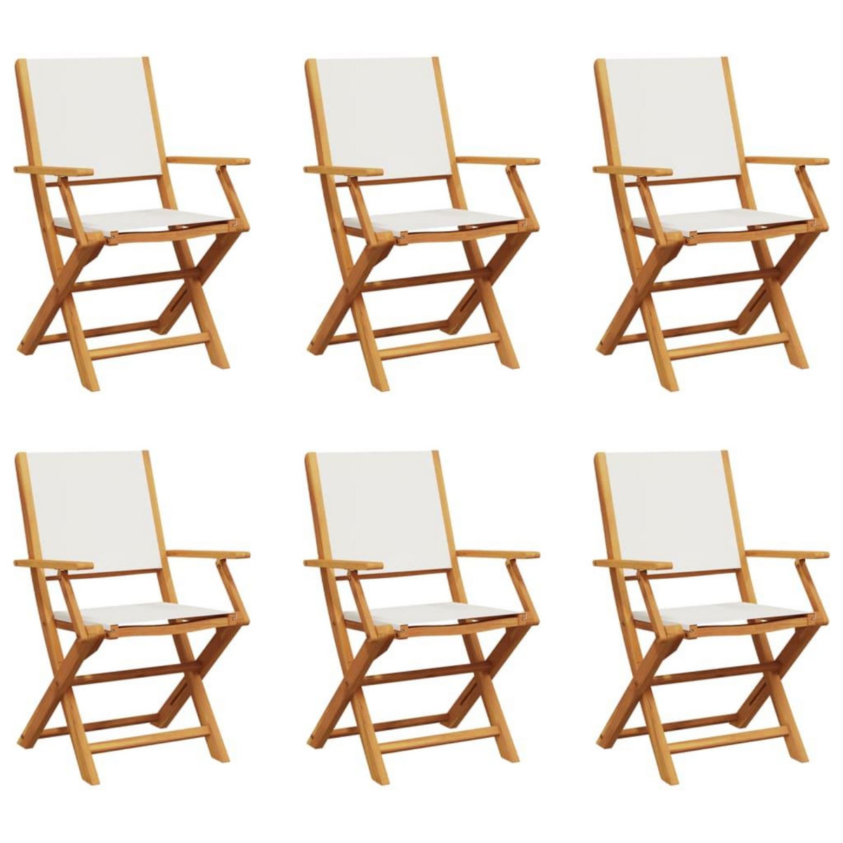 VIDAXL Chaises de jardin pliantes lot de 6 tissu et bois massif