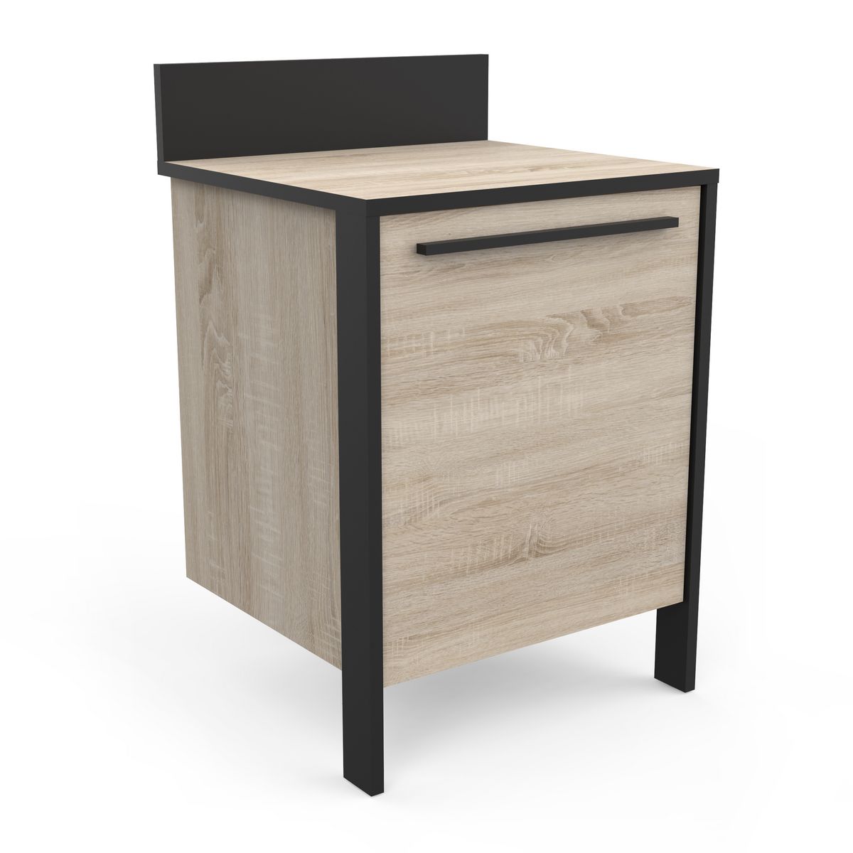 Ensemble meubles de cuisine bas sous évier 1 porte L64cm + bas 2 tiroirs L64cm + haut 1 porte L64cm BRICKHOUSE