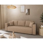 BEST MOBILIER Topaze - canapé droit 3 places convertible avec coffre en simili. Coloris disponibles : Marron, Beige, Noir, Orange