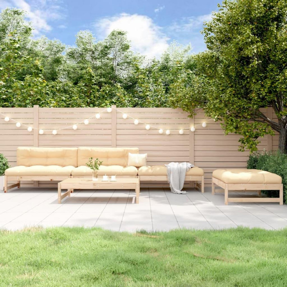 VIDAXL Salon de jardin 5 pcs bois massif de pin