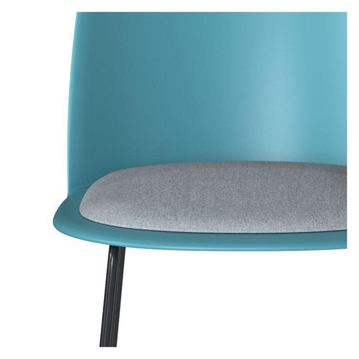 Rendez vous déco Lot de 2 chaises bleues en plastique, tissu gris et pieds en métal-Lulu