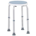 HOMCOM Tabouret de douche siège de douche - hauteur réglable, pivotant 360° - alu PP blanc bleu