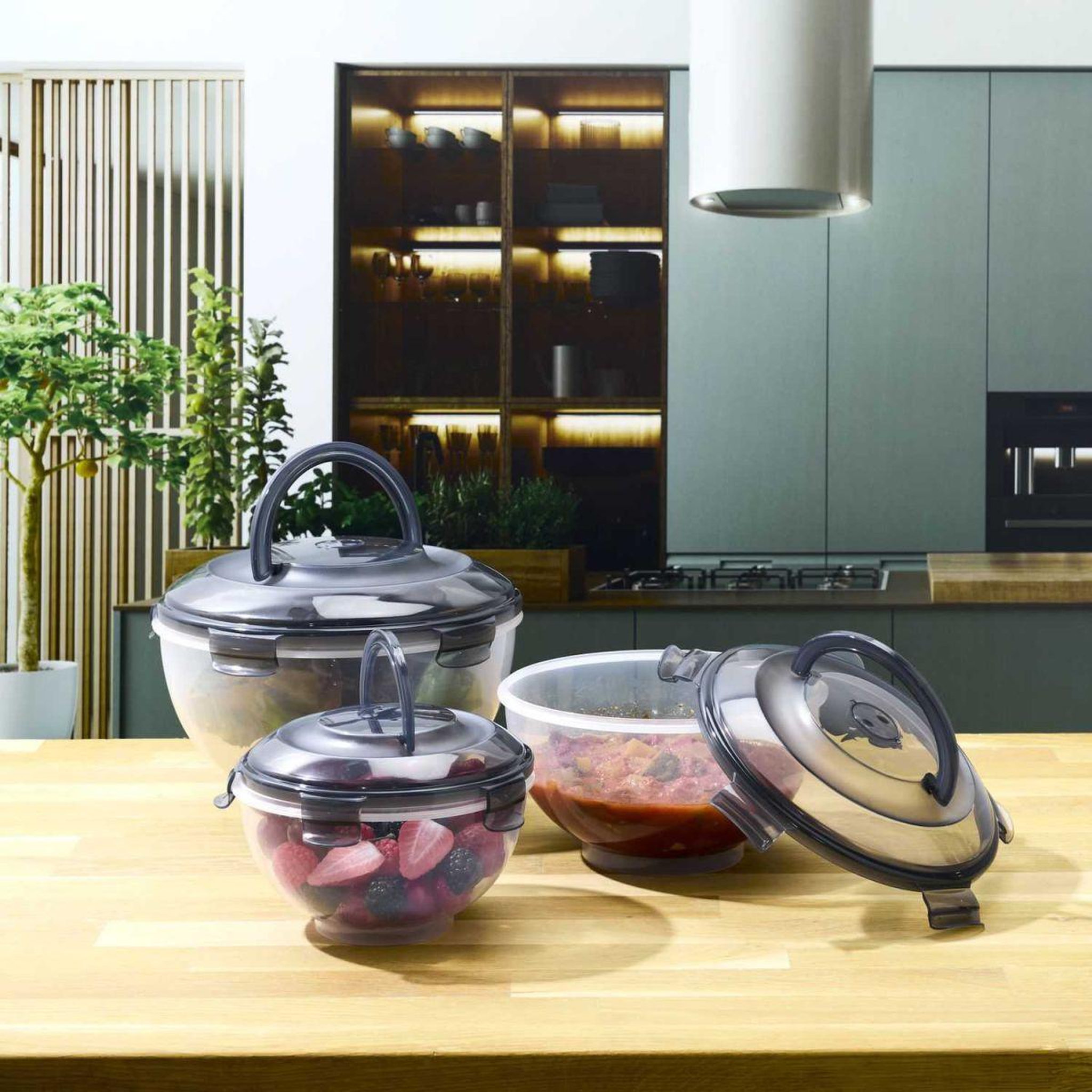 Voir la diapositive 5 : COOK CONCEPT Lot de 3 boîtes à emporter  colore  5,8l transparent