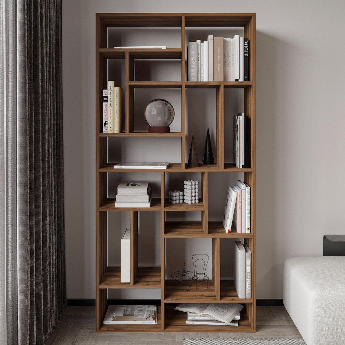 Habitat et Jardin Bibliothèque en bois  Nicola  - 90 x 30 x 180 cm - Marron