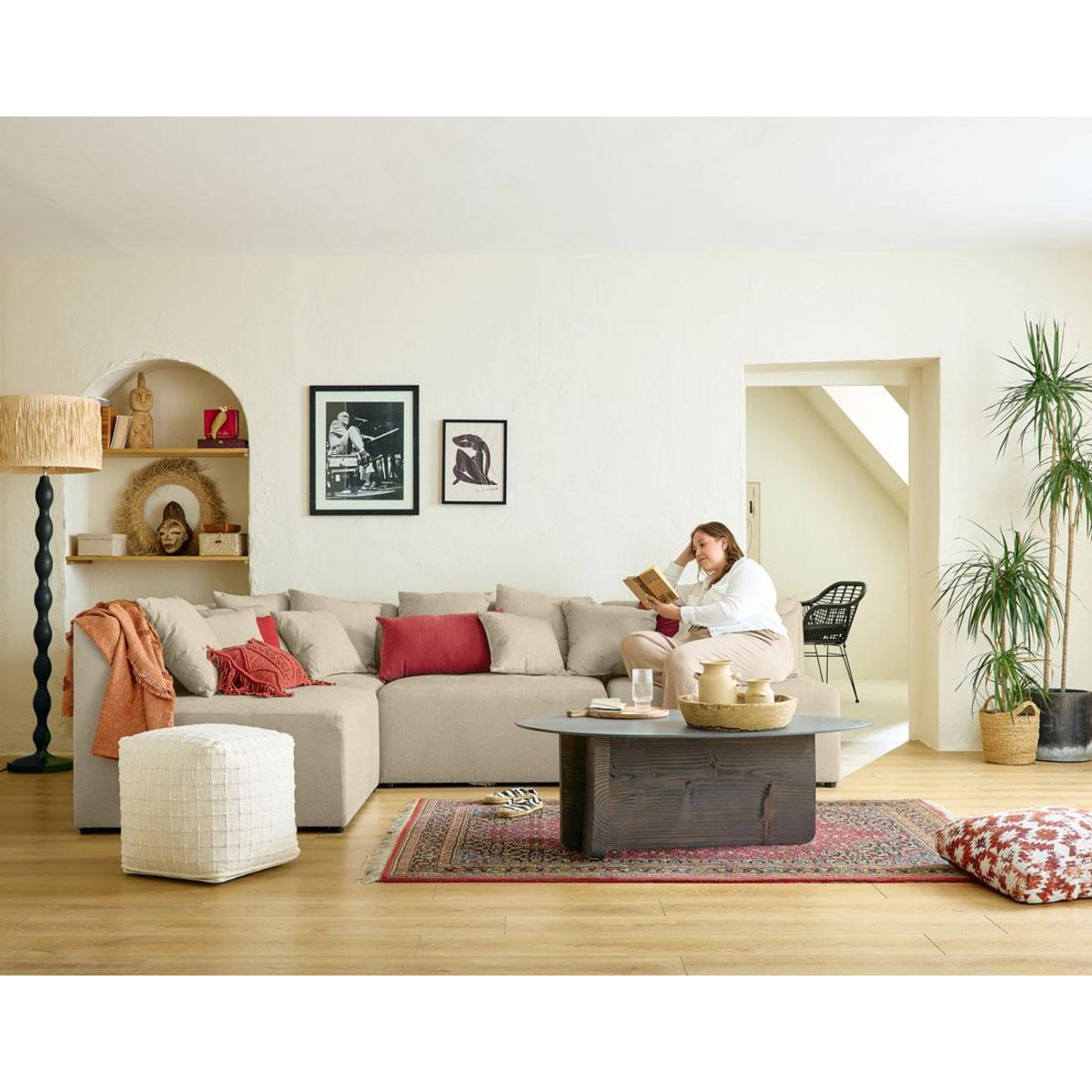 LISA DESIGN Amalfi - canapé modulable d'angle réversible - 4 places - en tissu