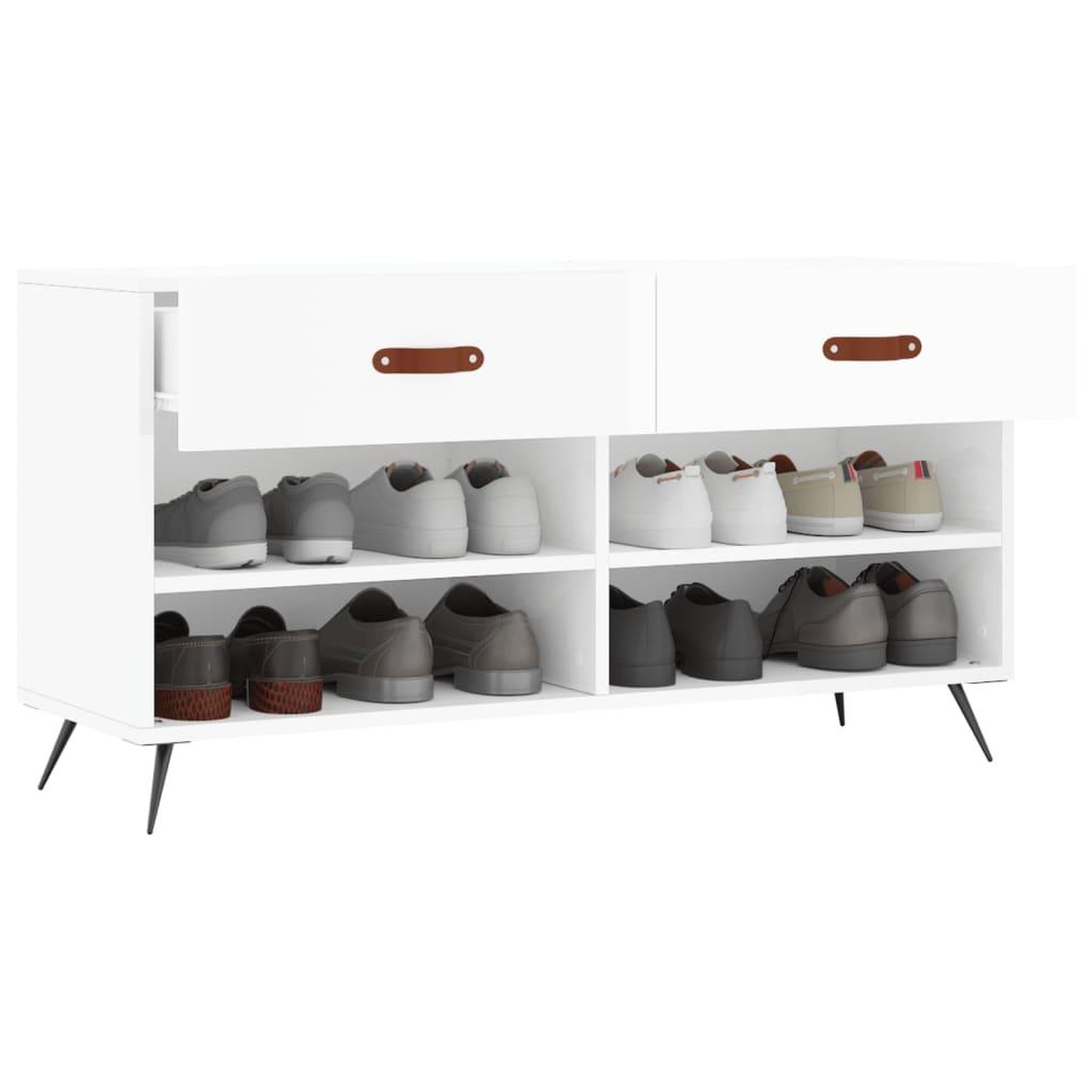 Voir la diapositive 4 : VIDAXL Banc a chaussures blanc brillant 102x35x55 cm bois d'ingenierie