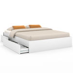 ID MARKET Cadre de lit double TOMI 4 tiroirs avec sommier 140 x 190 cm blanc