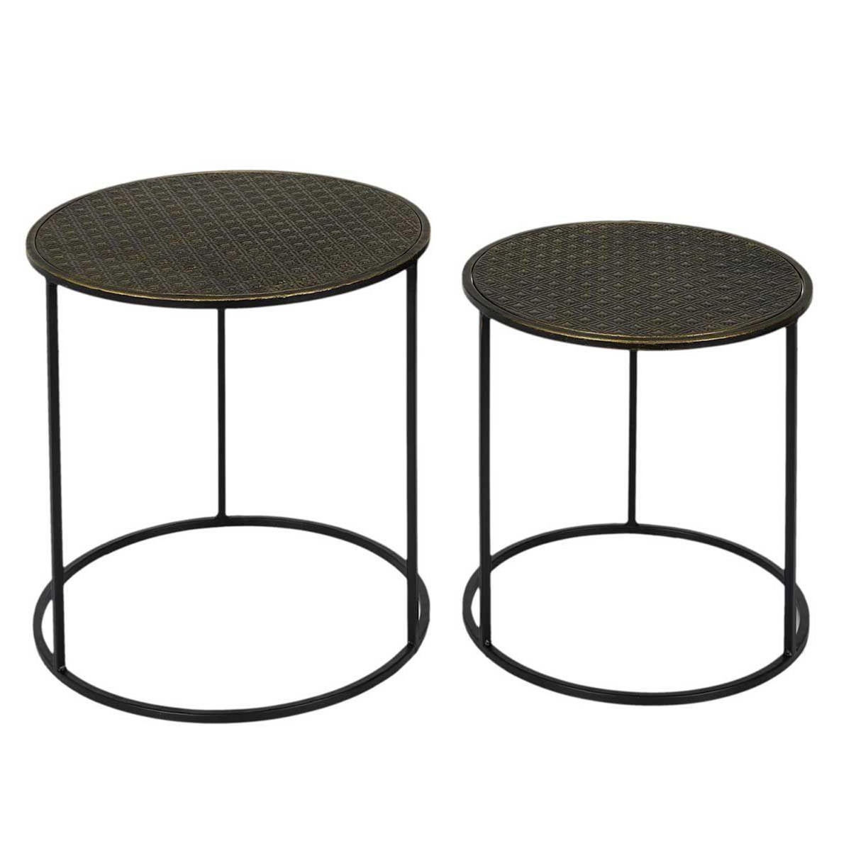 Paris Prix Lot de 2 Tables Gigognes  Mirage  40cm Noir & Or