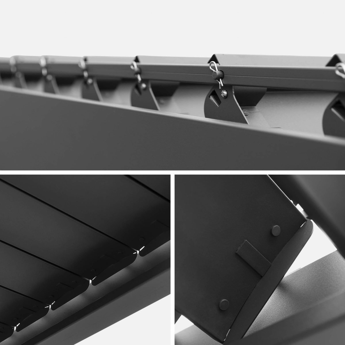 SWEEEK Pergola Bioclimatique gris anthracite 300x600cm. aluminium à lames orientables + 2 stores 3m
