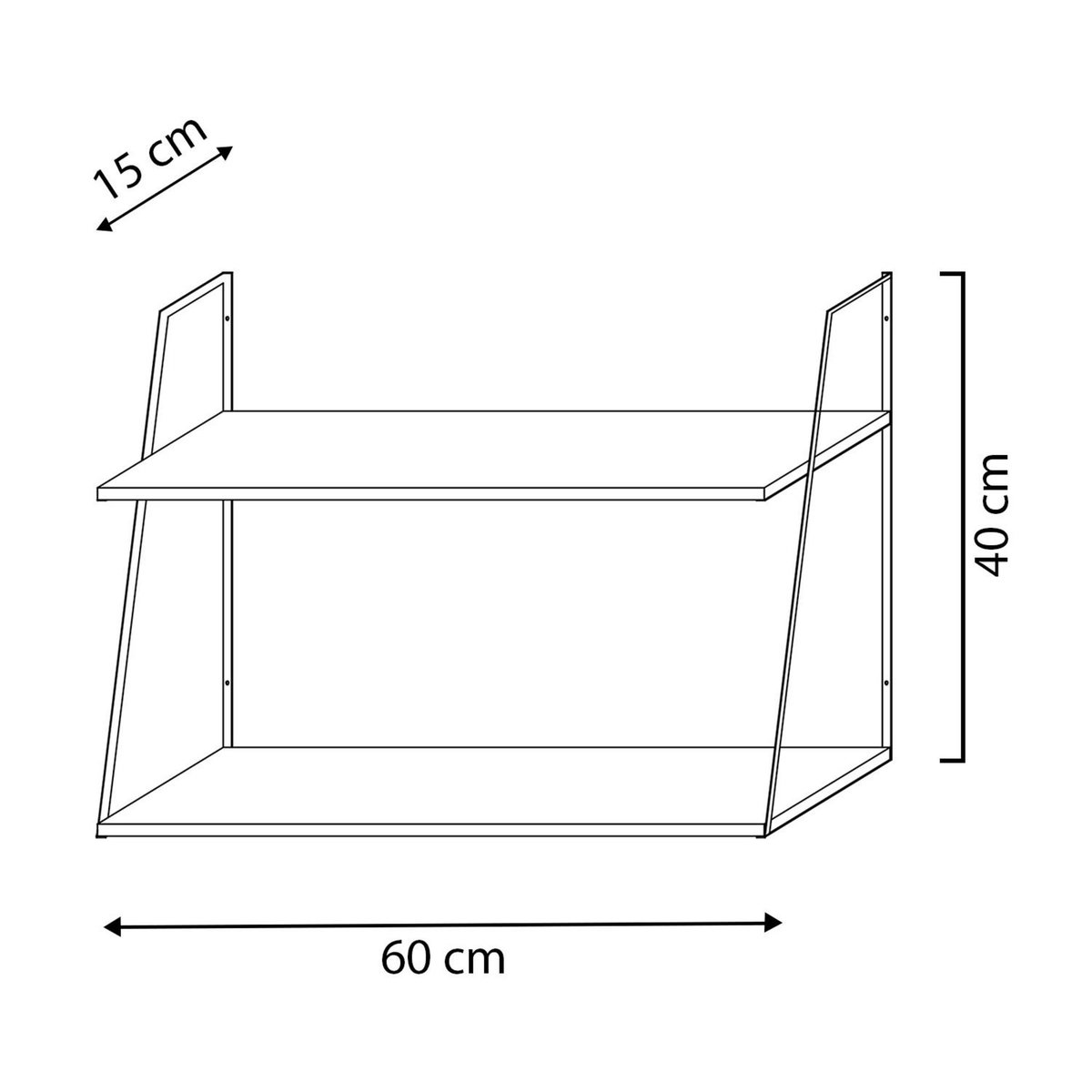 VS VENTA-STOCK Set de 2 étagères murales Eloi 2 niveaux, bois de paulownia