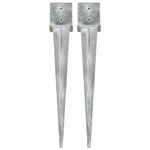 VIDAXL Piquets au sol 2 pcs argente 14x14x91 cm acier galvanise