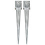 Voir la diapositive 1 : VIDAXL Piquets au sol 2 pcs argente 14x14x91 cm acier galvanise