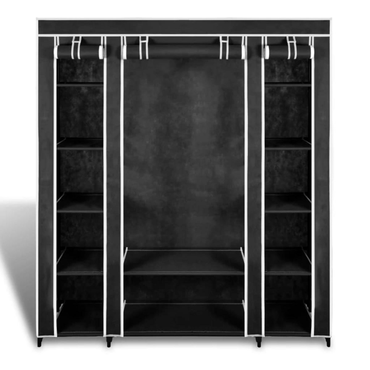 VIDAXL Armoire avec compartiments et tiges 45 x 150 x 176 cm Noir