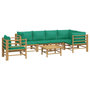 Voir la diapositive 3 : VIDAXL Salon de jardin 7 pcs avec coussins vert bambou