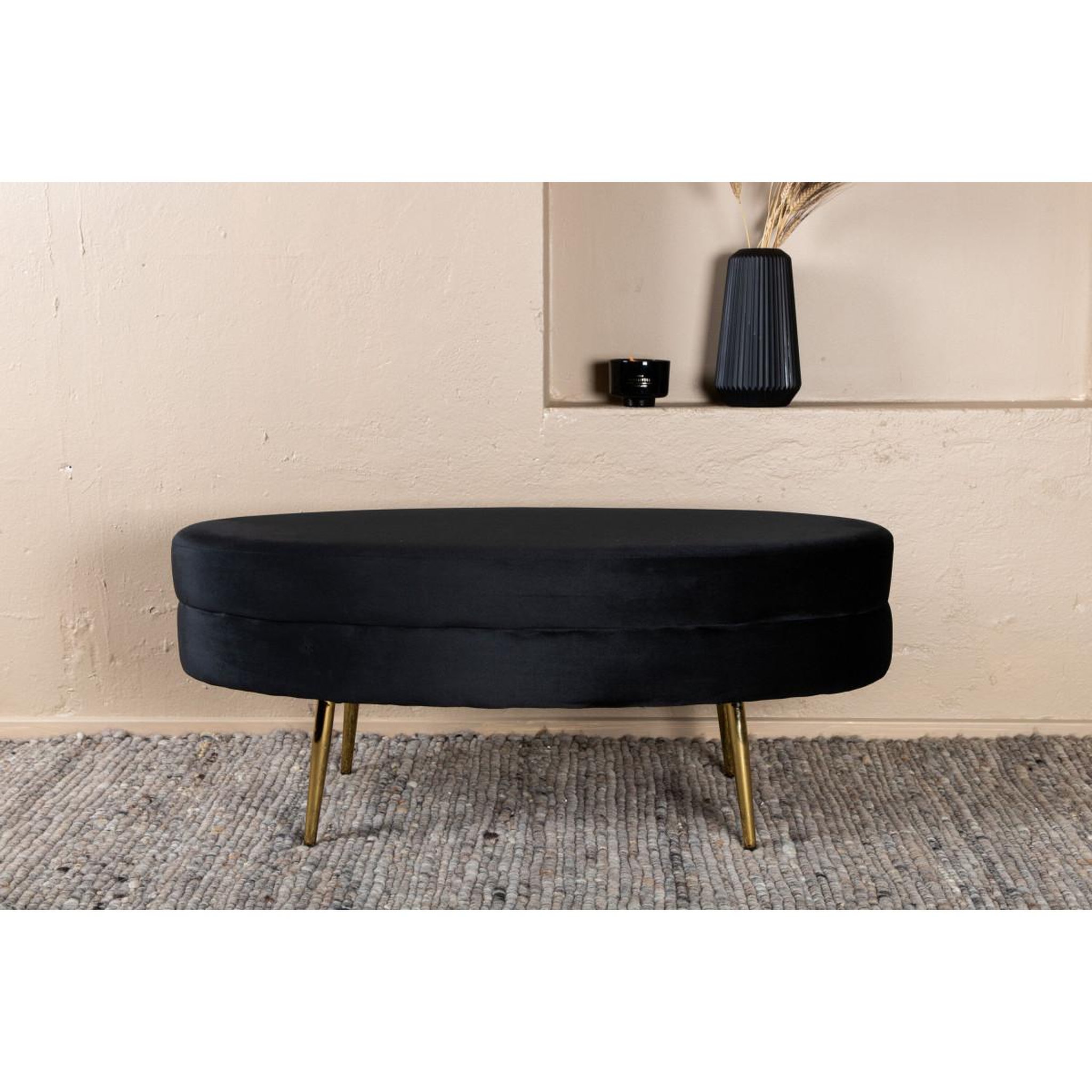 Voir la diapositive 6 : Paris Prix Pouf design en velours  otto  100cm noir