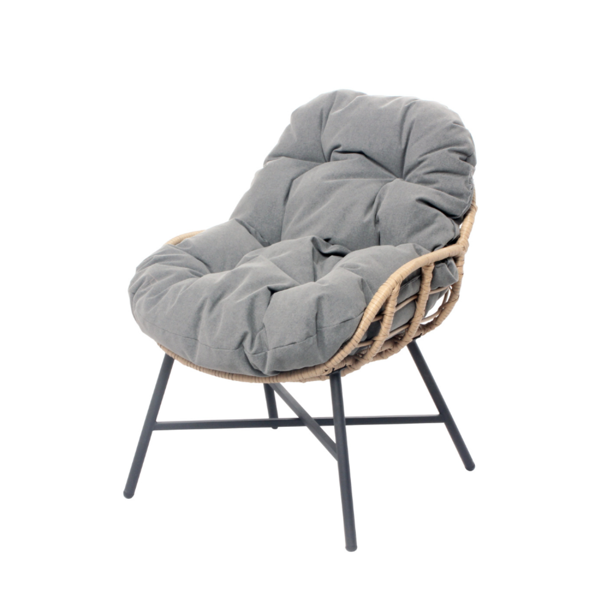 CONCEPT USINE Salon de jardin 4 places canapé + fauteuils gris foncé EVORA