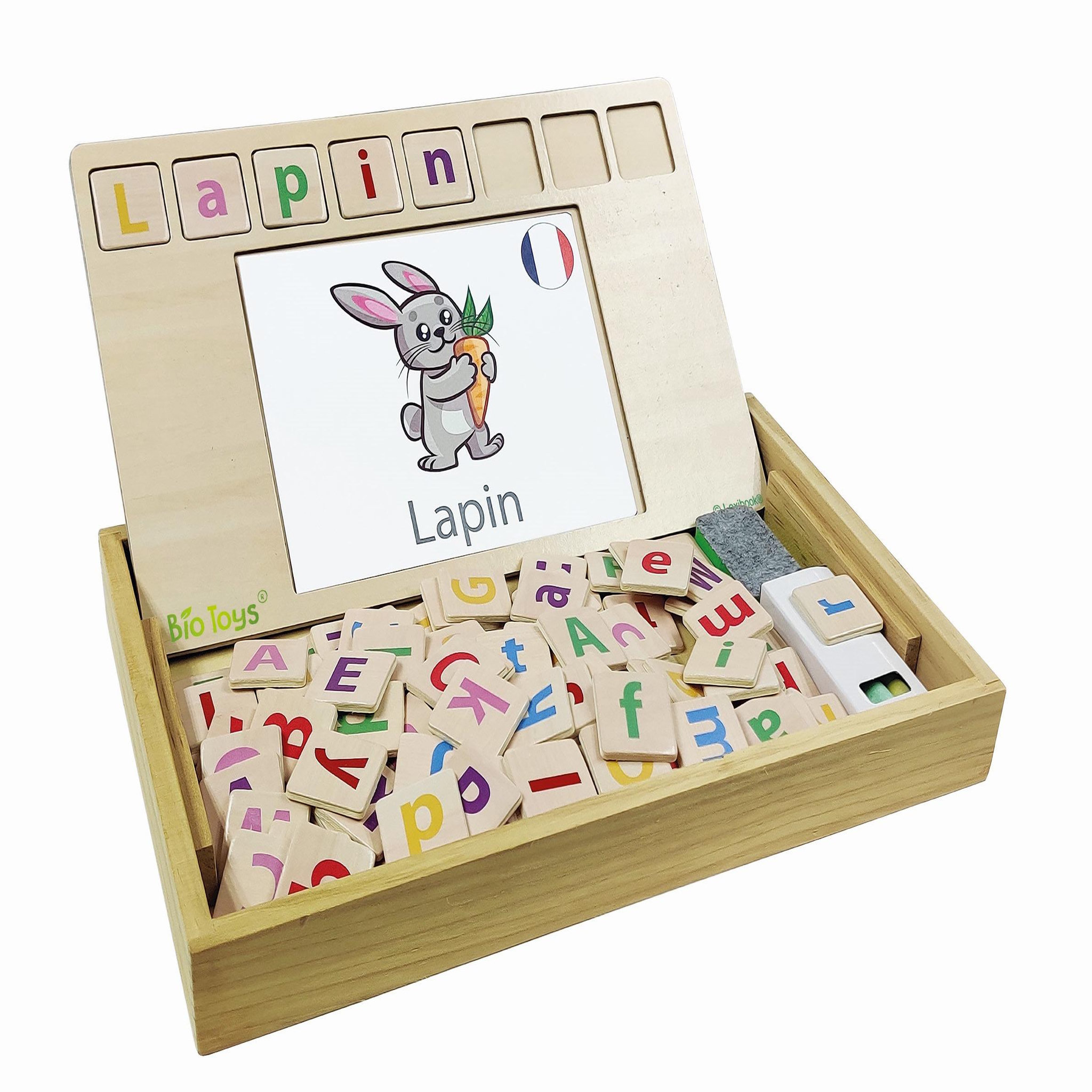 Voir la diapositive 1 : Lexibook Bio Toys L'Ecole des Mots bilingue Français- Anglais - Jeu en Bois
