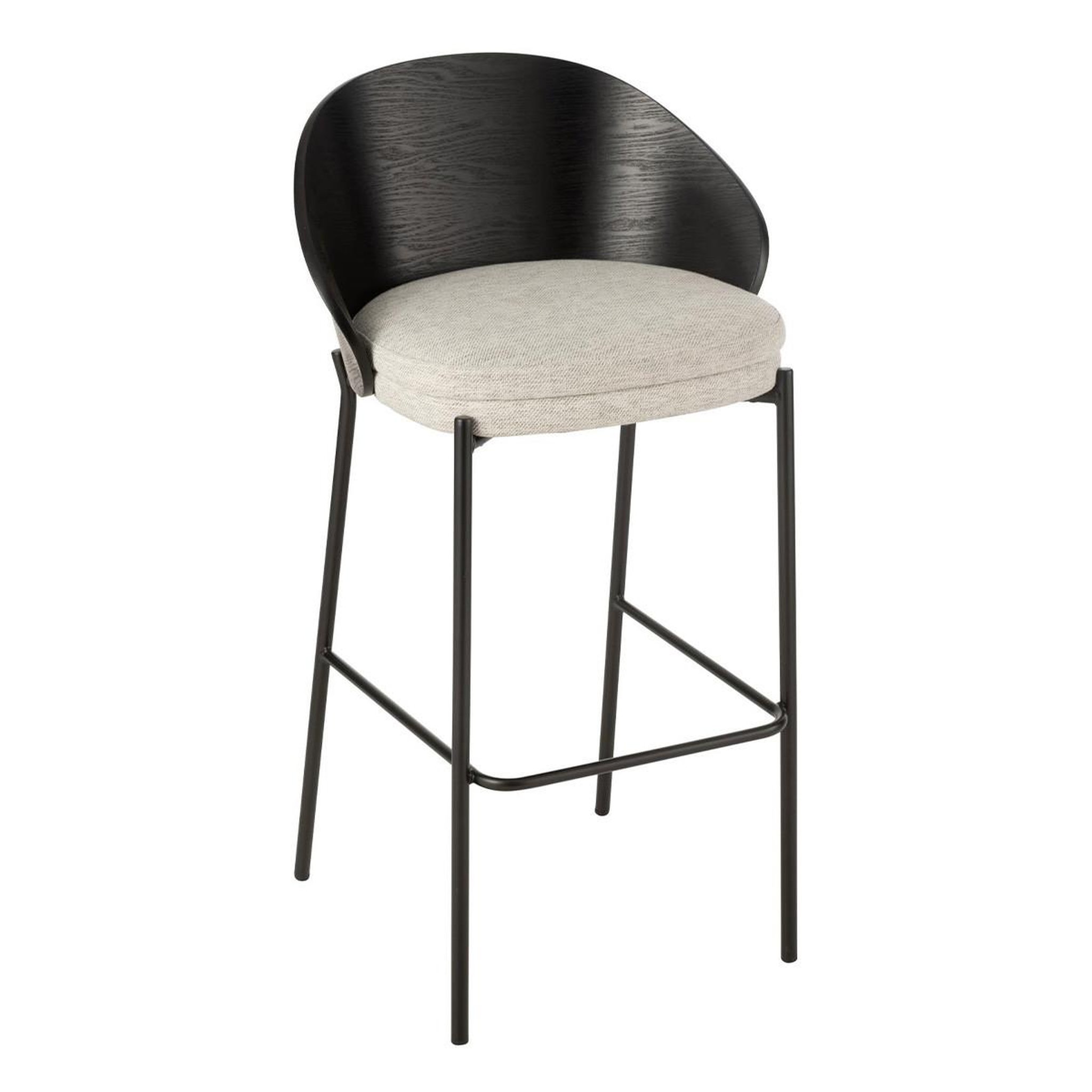 J-LINE Chaise de bar design  lone  97cm noir & gris