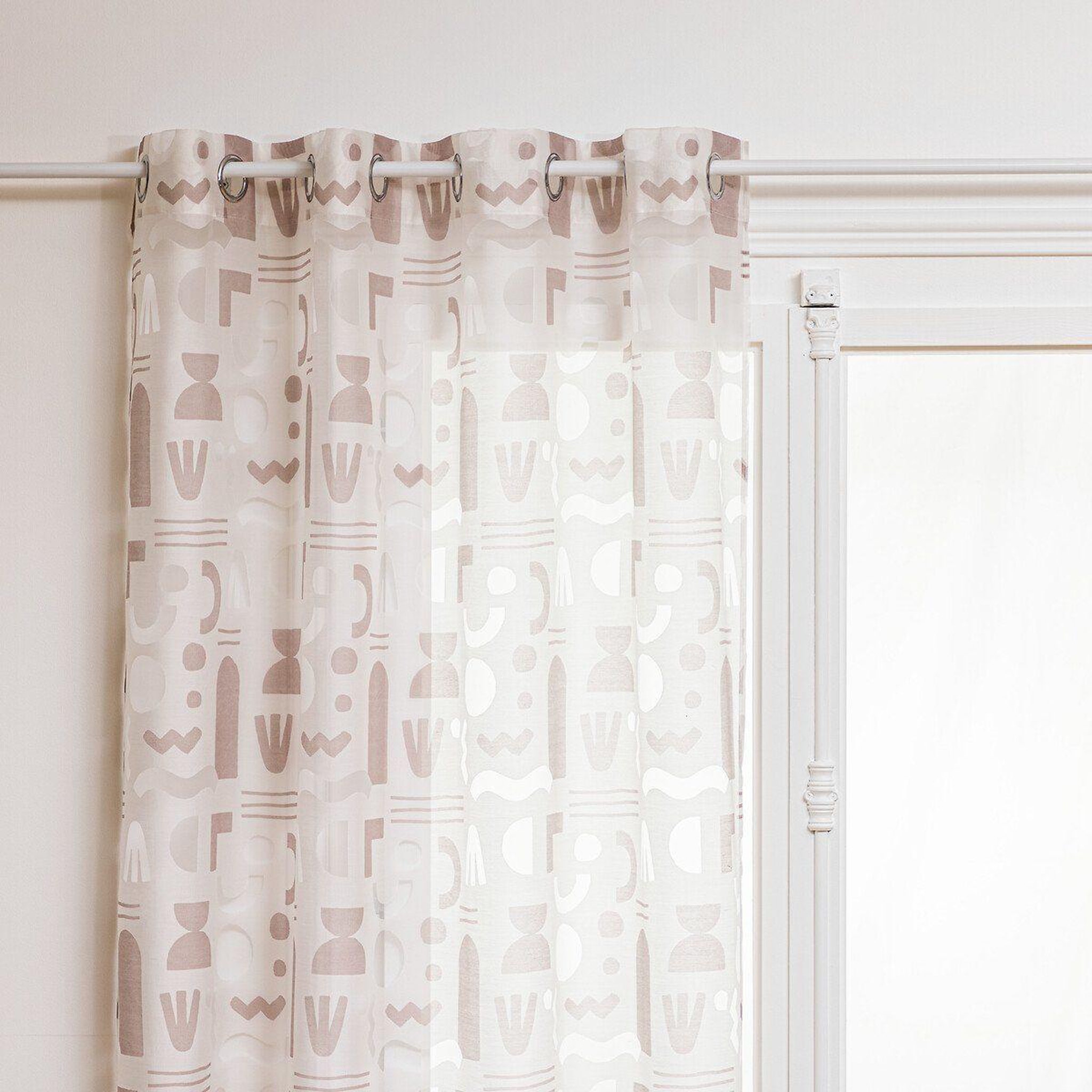 Voir la diapositive 1 : ATMOSPHERA Rideau voilage à oeillets  abstrait  140x240cm beige