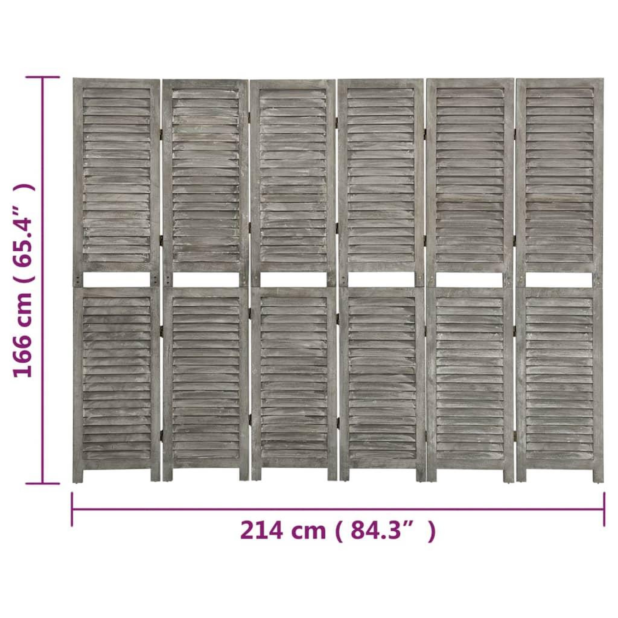 Voir la diapositive 6 : VIDAXL Cloison de separation 6 panneaux Gris 214x166 cm Bois solide