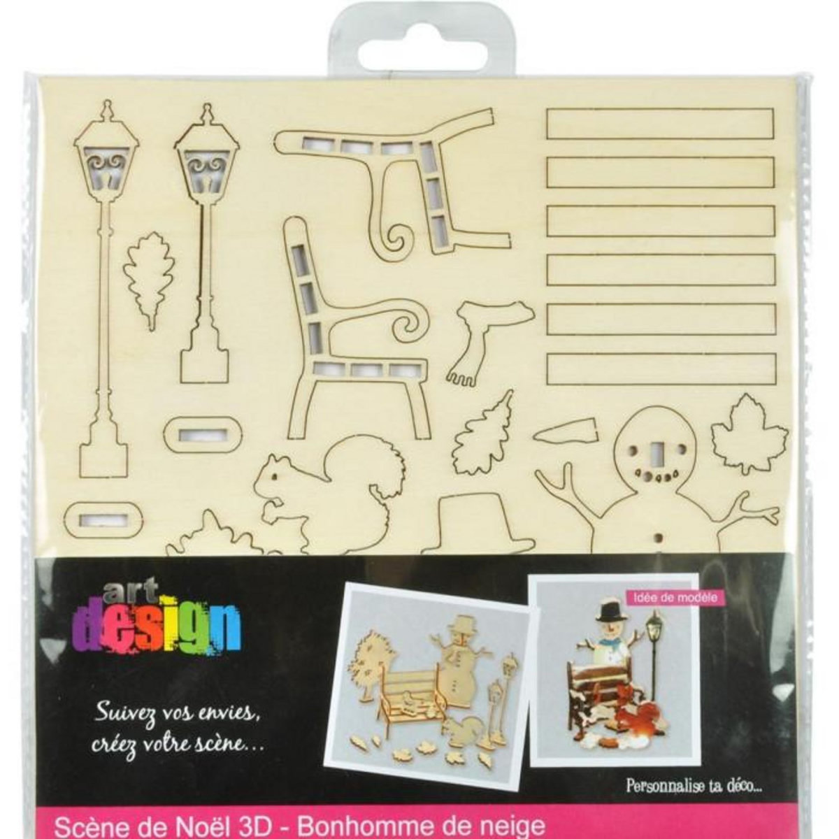 Paris Prix Kit Scènes de Noël 3D  Bonhomme de Neige  10cm Naturel