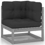 Voir la diapositive 3 : VIDAXL Salon de jardin 11 pcs avec coussins Gris Bois de pin massif