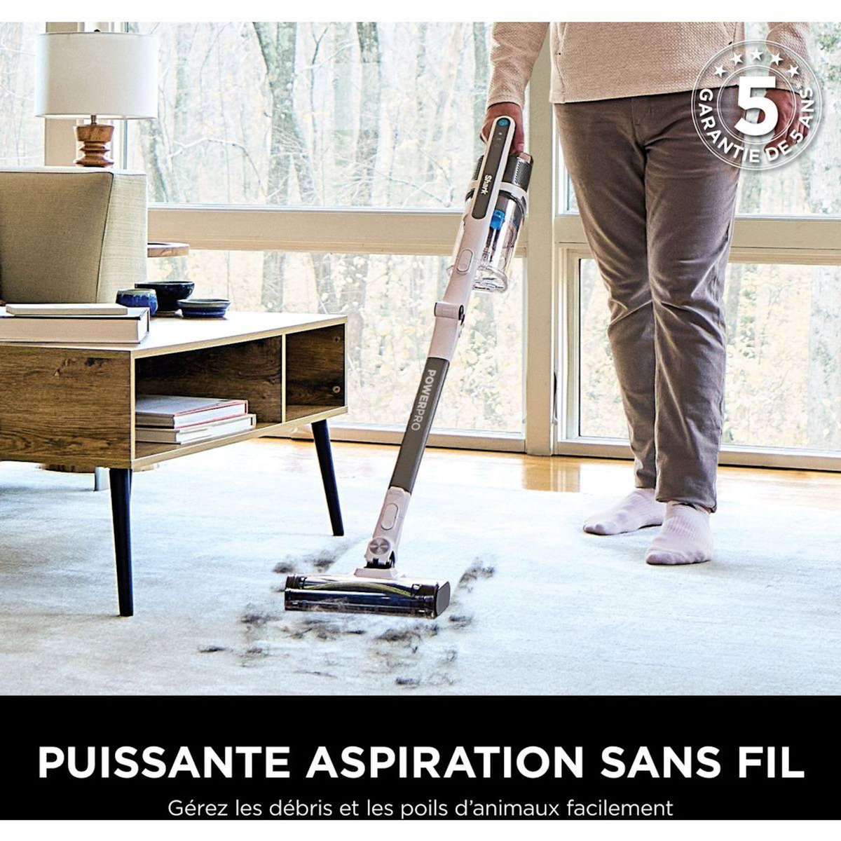 Shark Aspirateur balai IZ380EUT PowerPro Pet avec brosse motorisée pour poils d'animaux