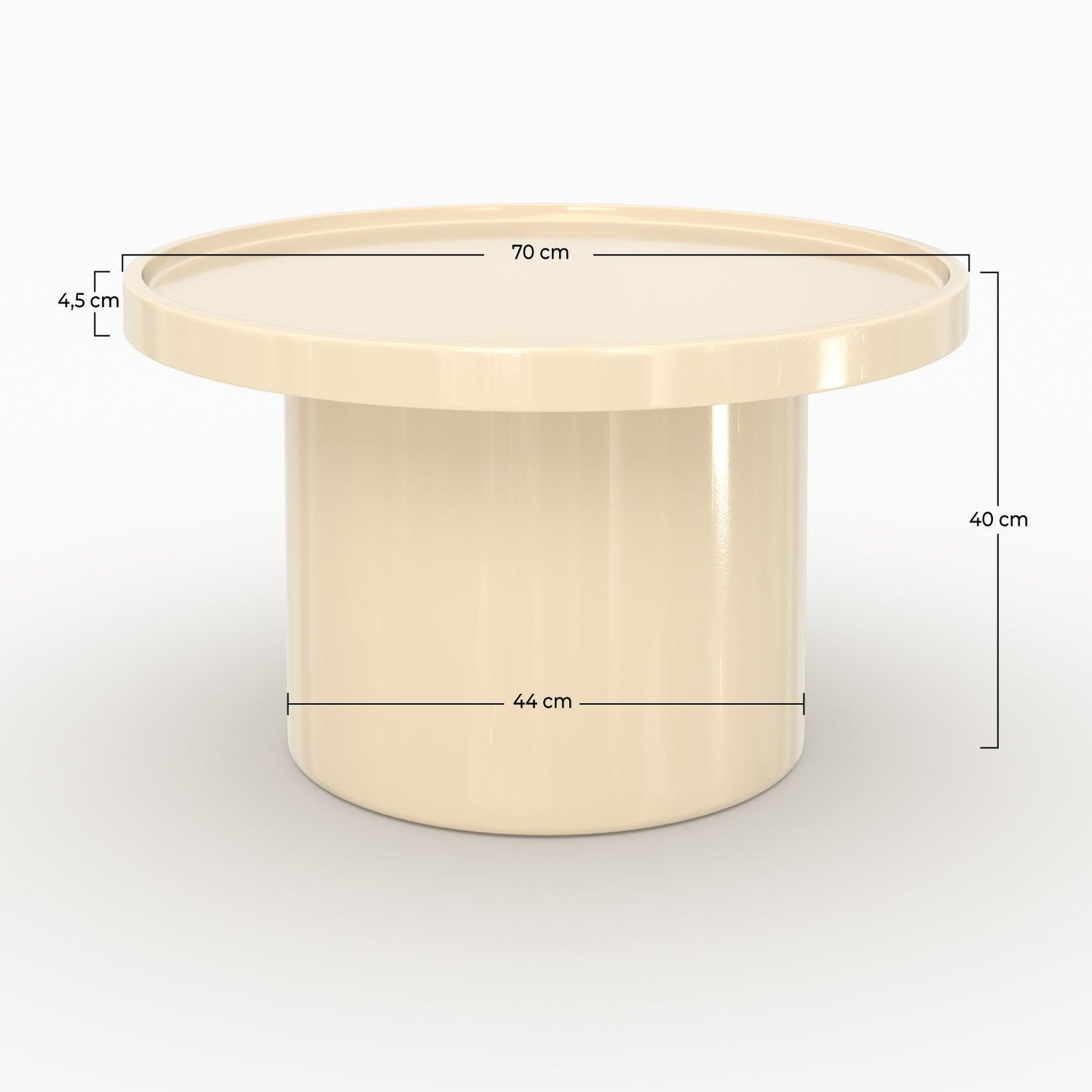 Voir la diapositive 4 : MAISON PAVANE Table basse en mdf laqué blanc cassé, d70 cm-nora