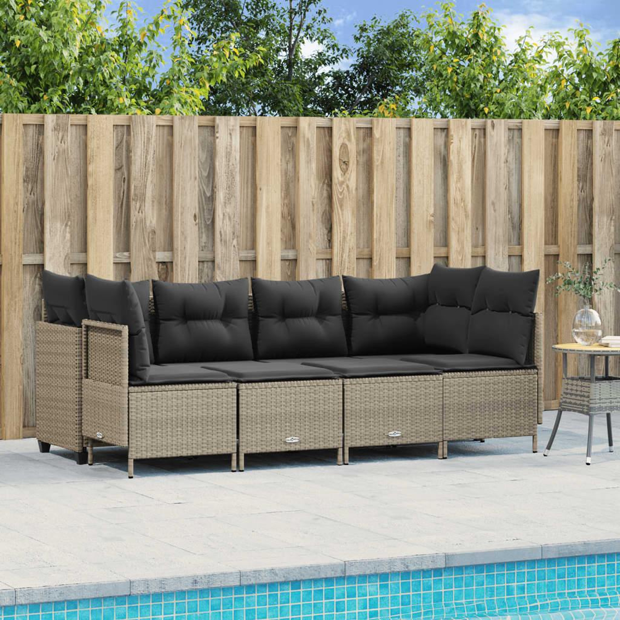 VIDAXL Salon de jardin 5 pcs avec coussins gris clair resine tressee