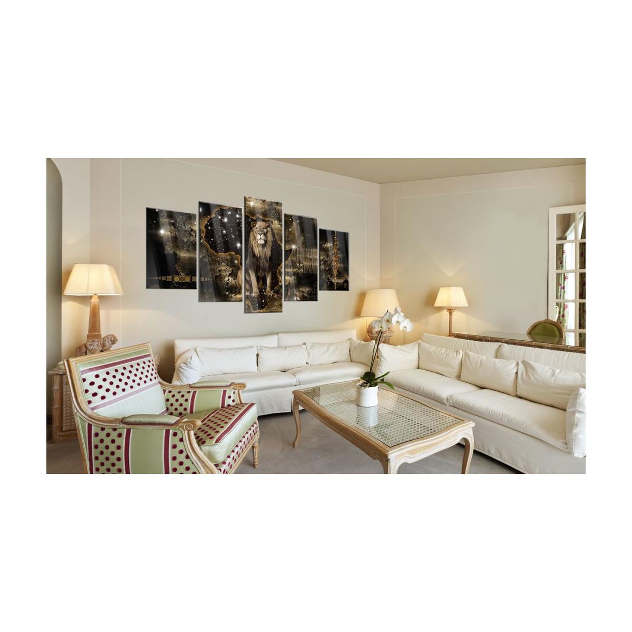 Voir la diapositive 2 : Paris Prix Tableau sur verre acrylique  golden lion