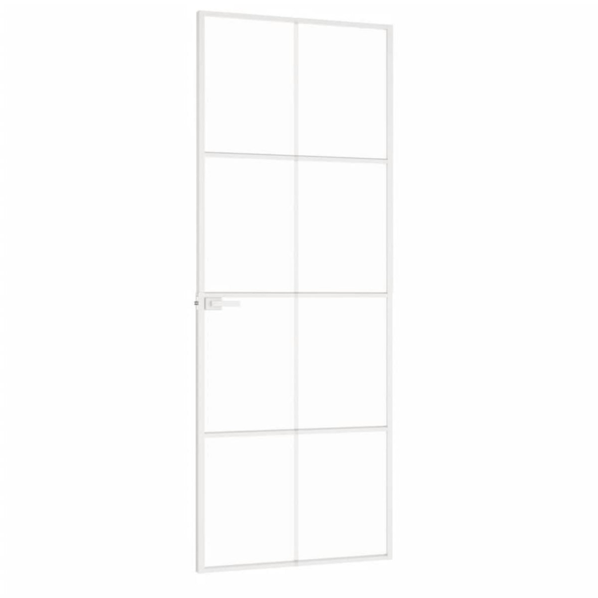 VIDAXL Porte d'interieur Blanc 76x201,5 cm Trempe verre aluminium fin