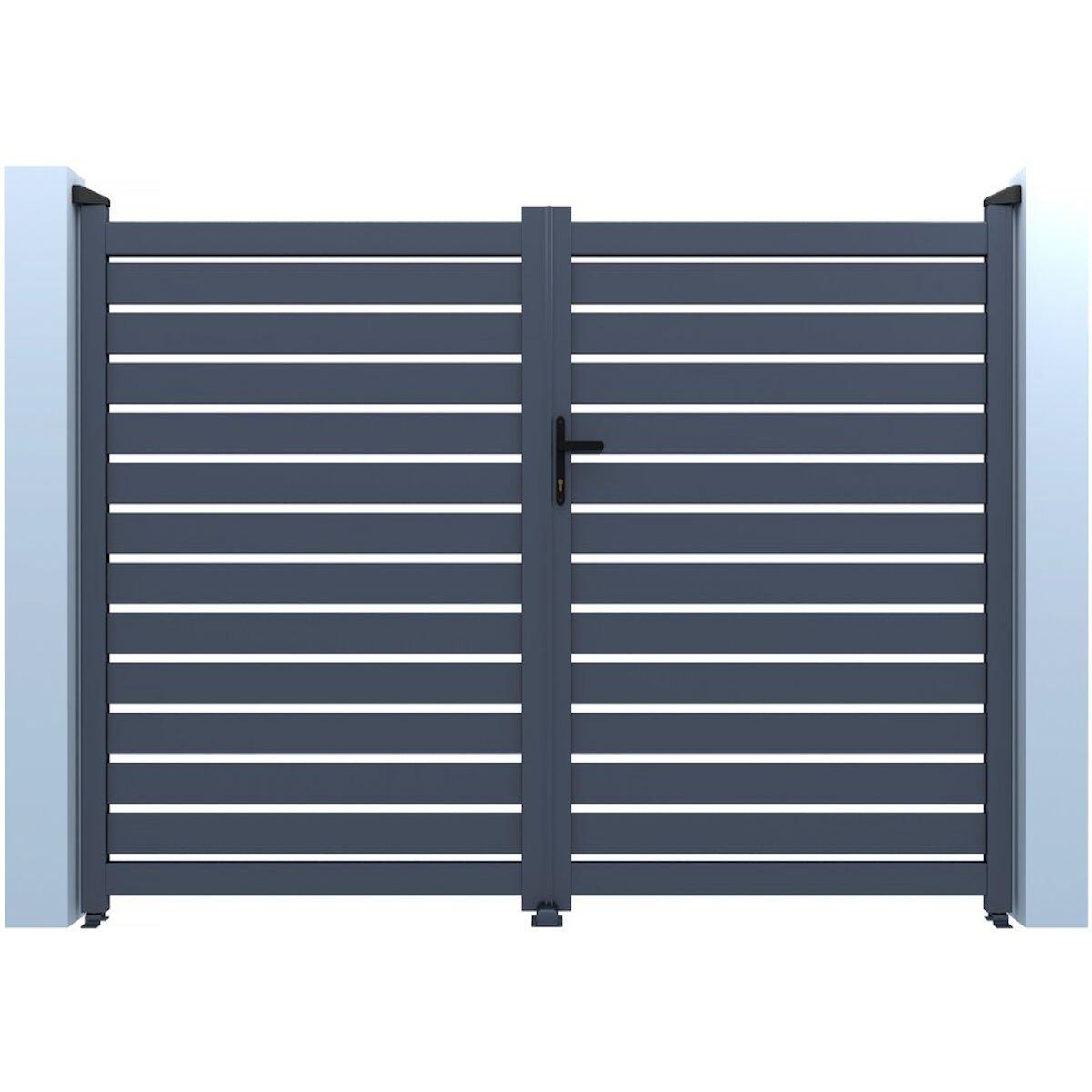 Habitat et Jardin Portail semi-ajouré en aluminium  Julien - 340 x 140 cm - Gris