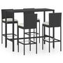 Voir la diapositive 2 : VIDAXL Ensemble de bar de jardin 5 pcs et coussins Resine tressee Noir