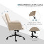 Voir la diapositive 5 : HOMCOM Fauteuil de bureau chaise de bureau hauteur réglable roulettes pivotant 360° tissu chanvre 69L x 66l x 89,5-97H cm beige