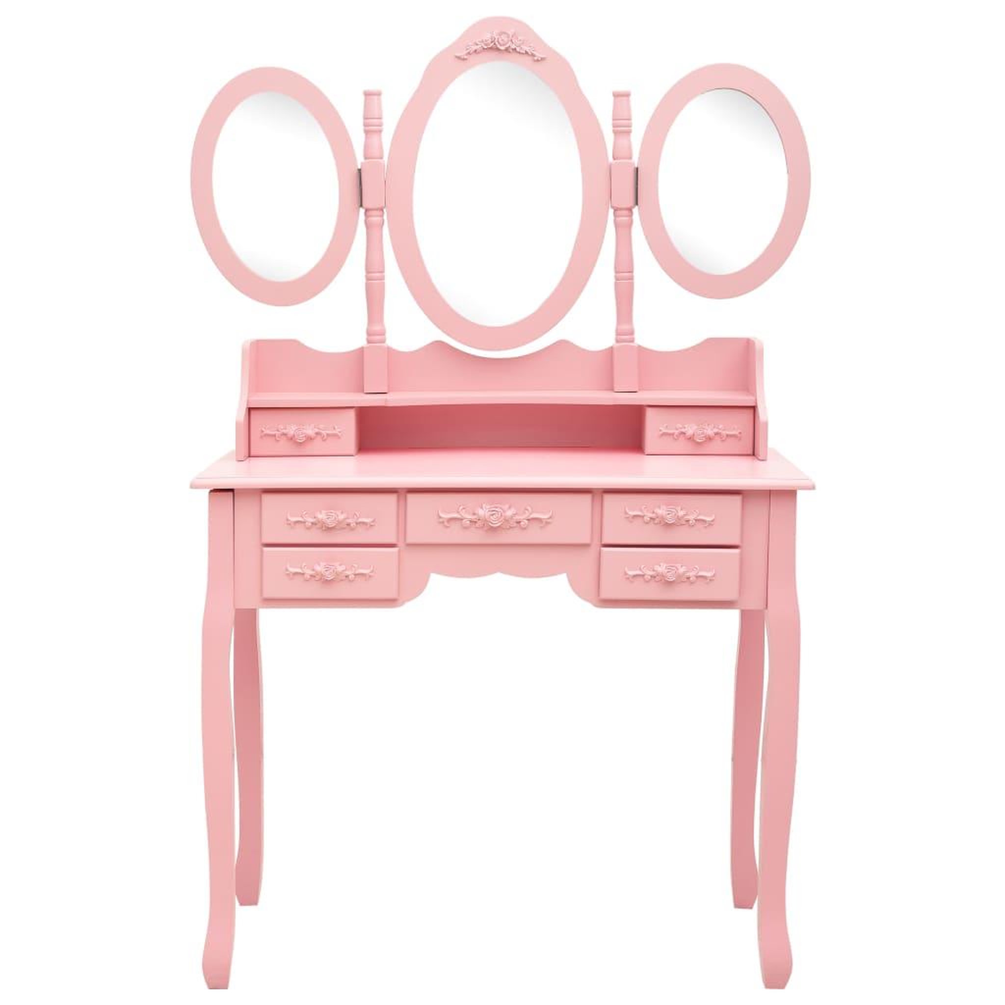 Voir la diapositive 3 : VIDAXL Coiffeuse avec tabouret et miroir pliable en 3 Rose