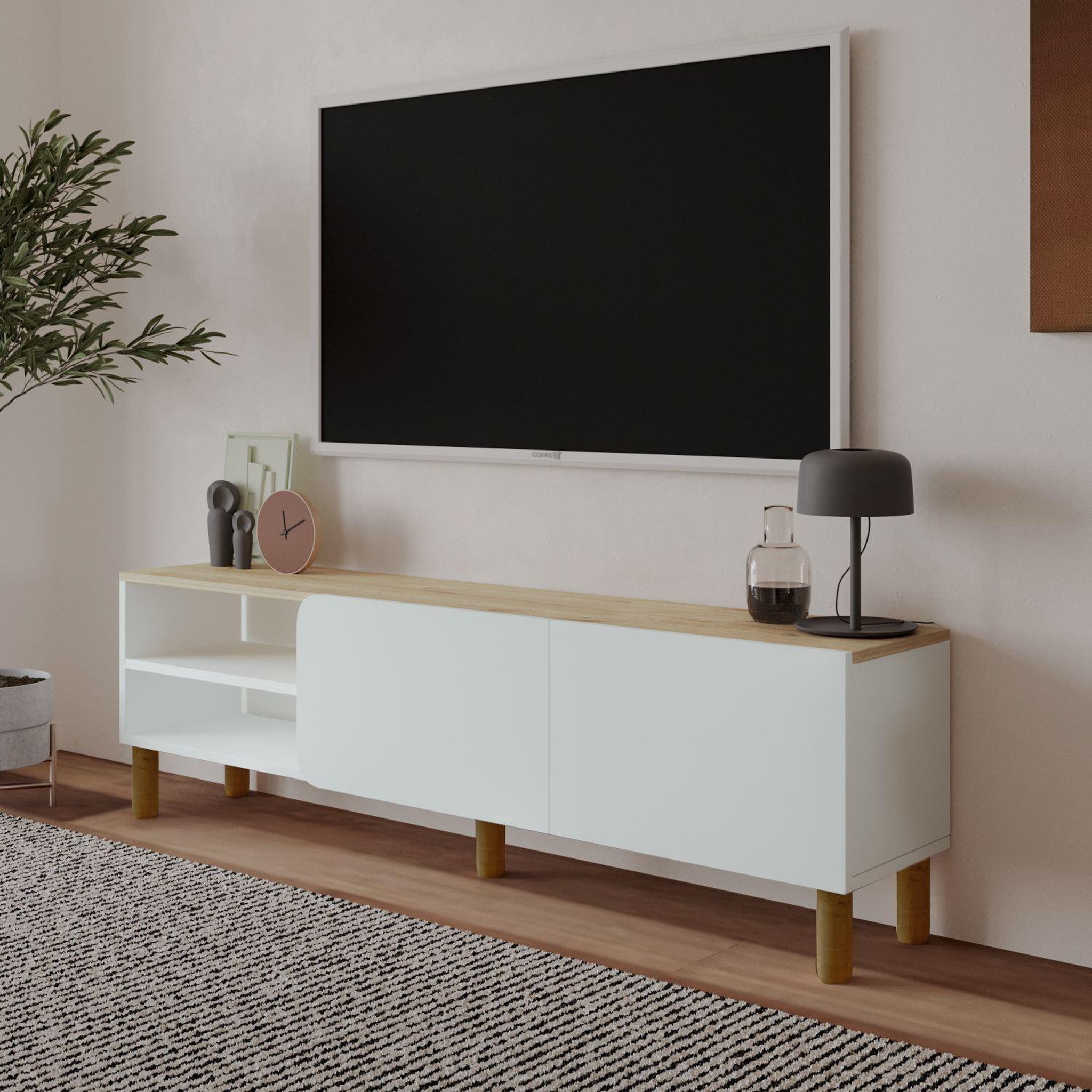 Voir la diapositive 4 : Habitat et Jardin Meuble tv en bois  river  - 150 x 31 x 48 cm - blanc