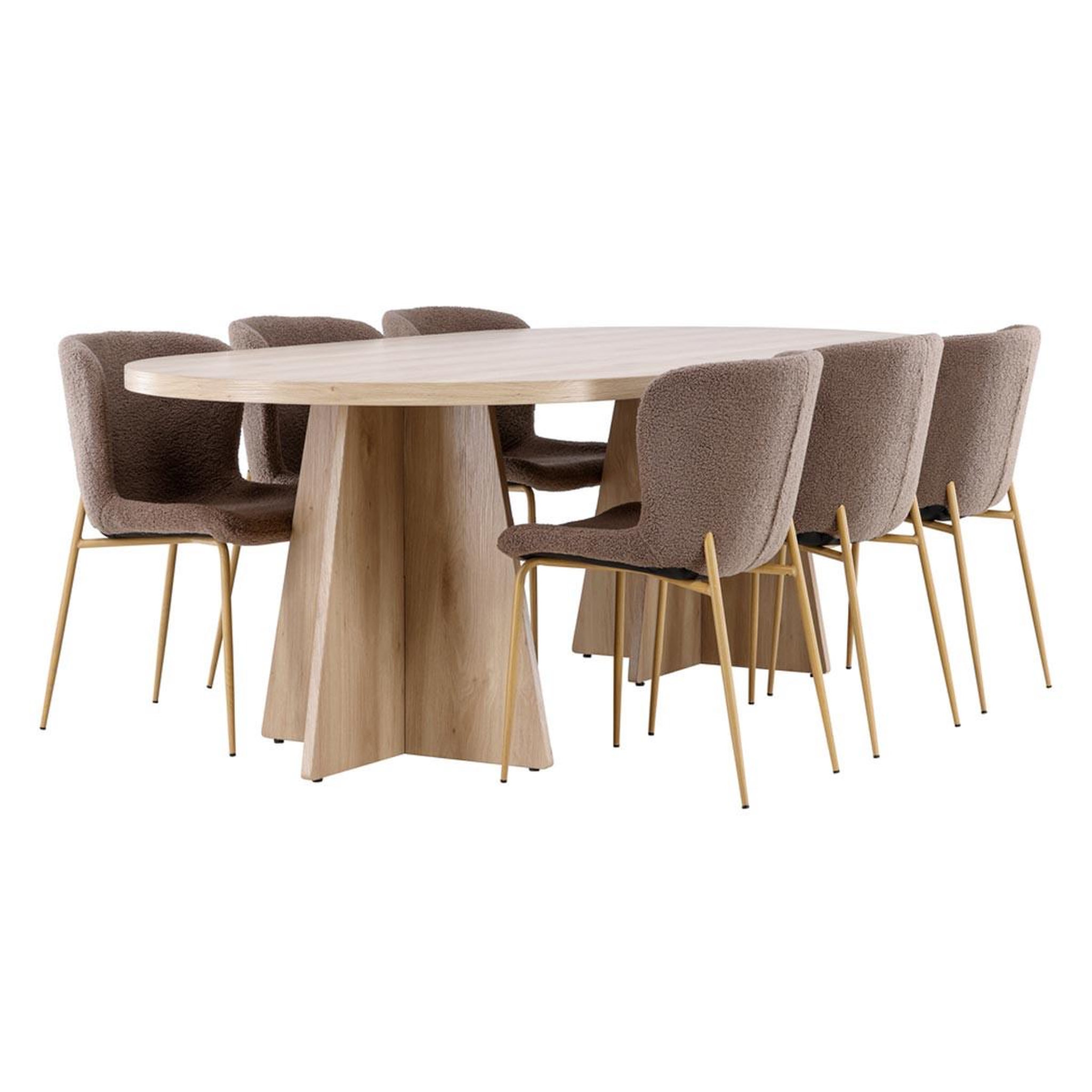 Paris Prix Ensemble table à manger & 6 chaises  bootcut & modesto  230cm naturel & marron