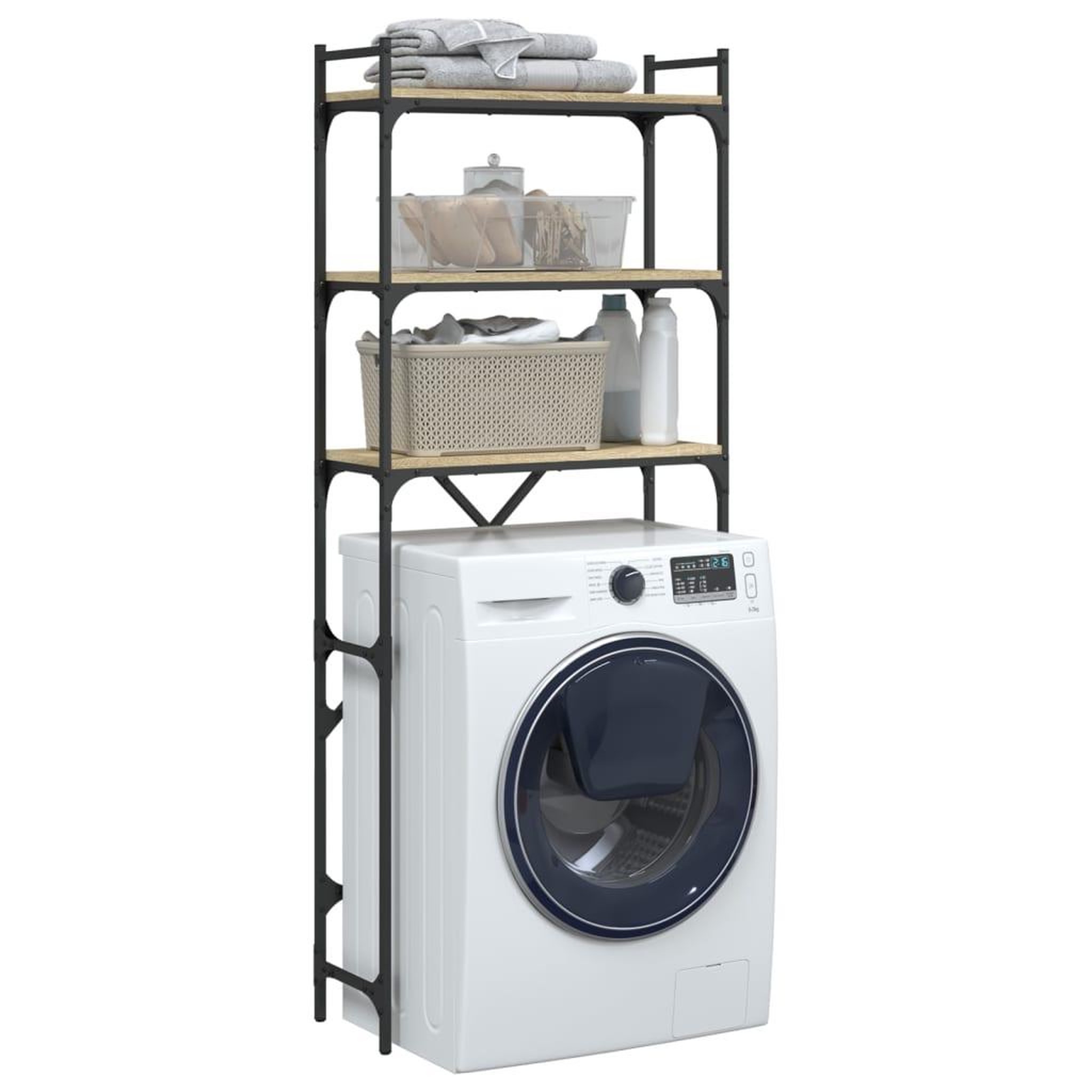 Voir la diapositive 5 : VIDAXL Etagere de lave-linge chene sonoma 67x25x163 cm bois ingenierie