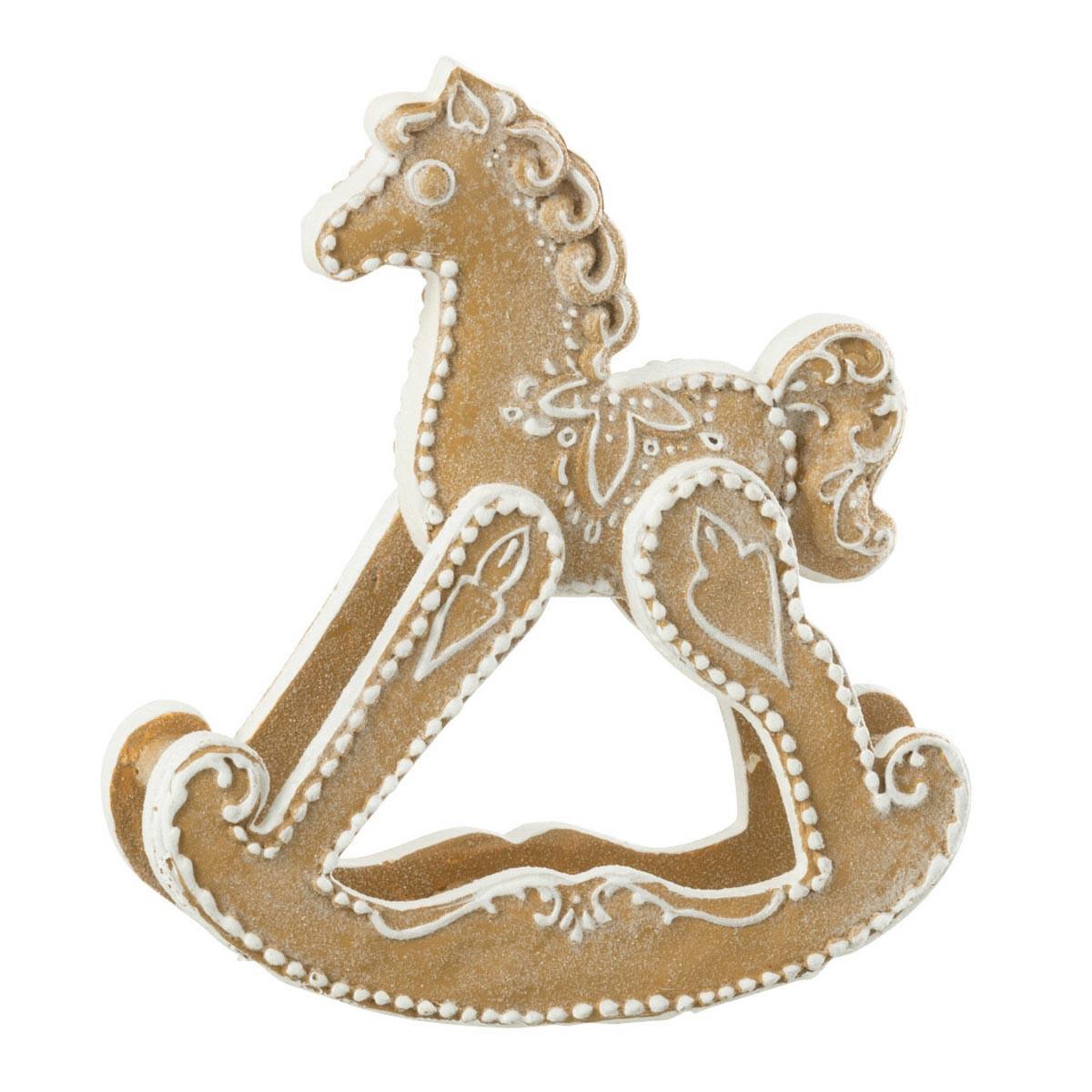J-LINE Cheval à bascule déco  danae  15cm beige
