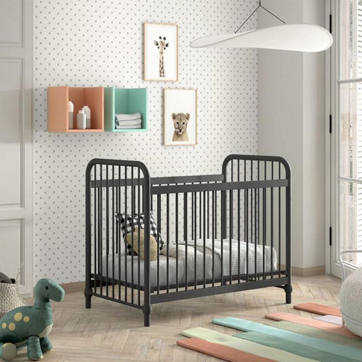 Paris Prix Lit Bébé  Bronxx  60x120cm Noir Mat