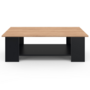 Voir la diapositive 3 : ID MARKET Table basse rectangulaire ELI noir plateau façon hêtre 100 cm
