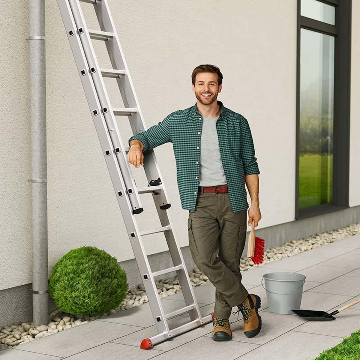 HAILO Echelle coulissante à main 2 plans 2x12 échelons 6m/6,75m en aluminium Hailo ProfiStep Duo