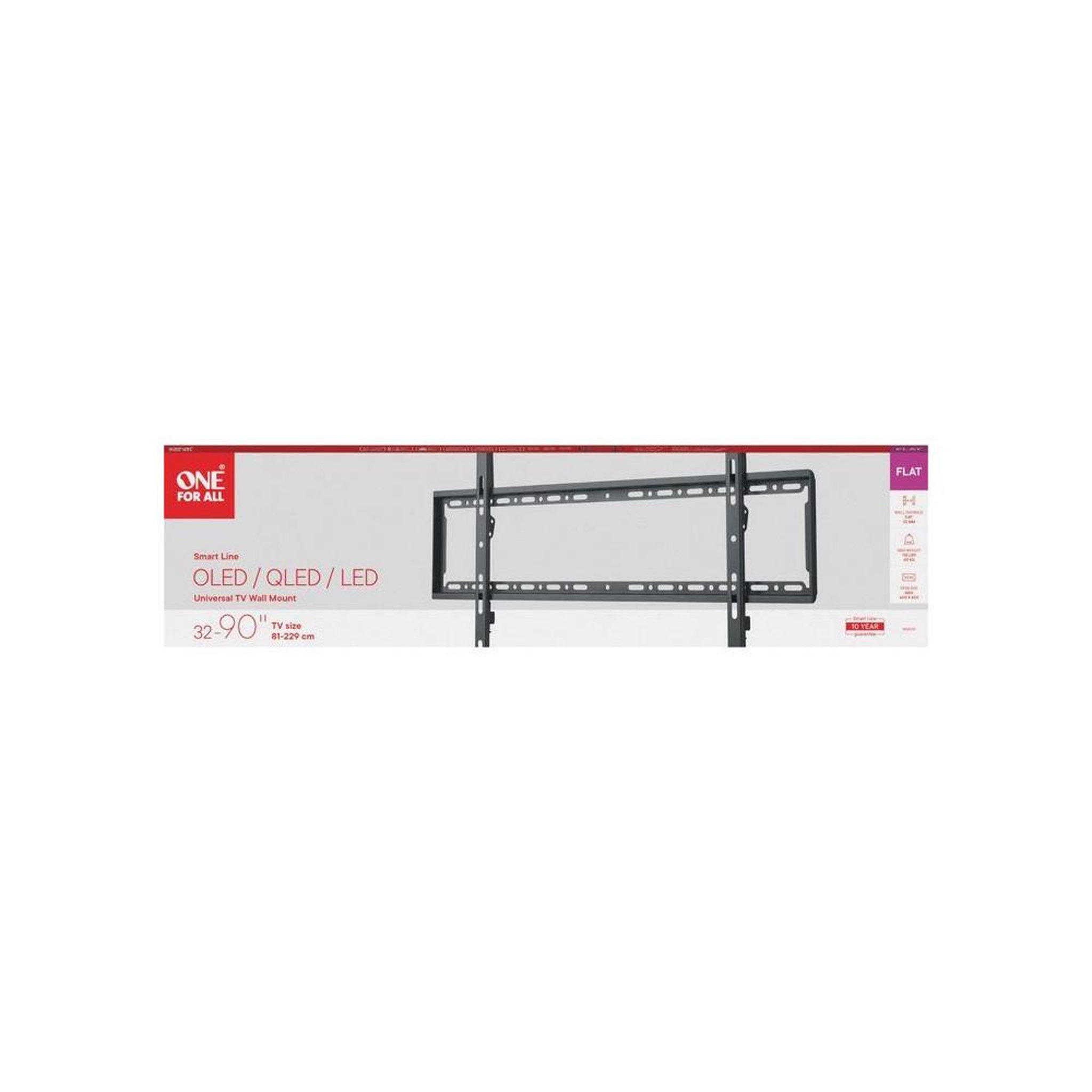 Voir la diapositive 2 : One For All Support tv mural fixe one for all smart wm2615 noir, 32 à 90 pouces, distance mur 22 mm