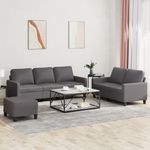 VIDAXL Ensemble de canapes 3 pcs avec coussins Gris Similicuir
