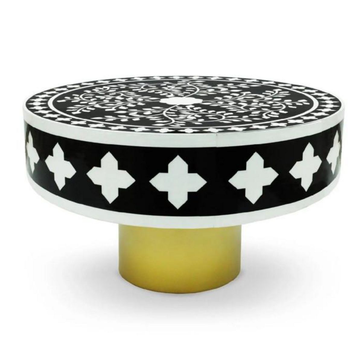 Paris Prix Table Basse Ronde  Croix  71cm Noir & Blanc