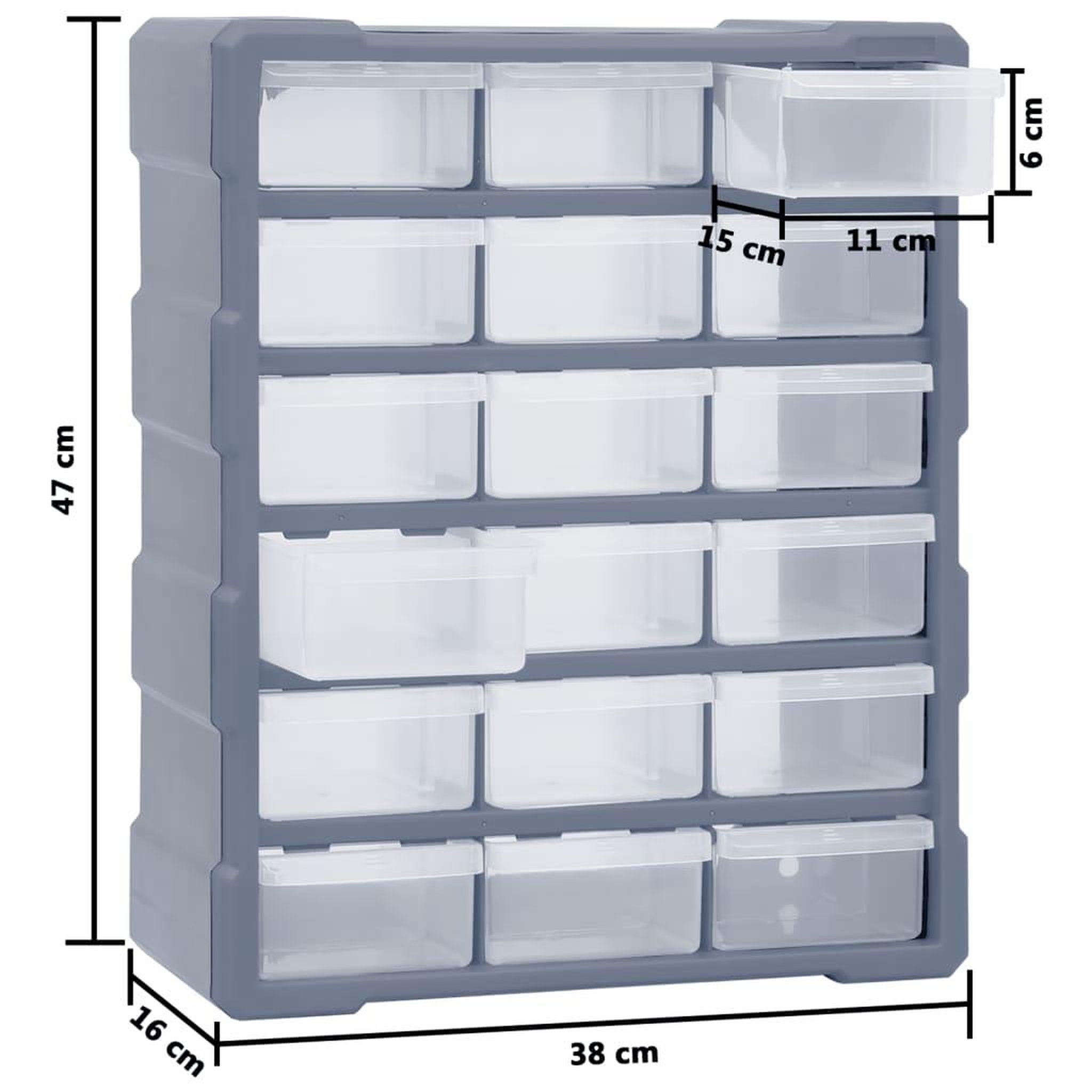 Voir la diapositive 6 : VIDAXL Organisateur multi-tiroirs avec 18 tiroirs centraux 38x16x47 cm